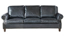 English Rolled Arm Sofa - Slate Leather - Crafters and Weavers