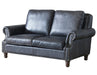 English Rolled Arm Love Seat - Slate Leather - Crafters and Weavers