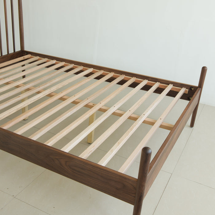 Midcentury Queen Bed - American Solid Black Walnut