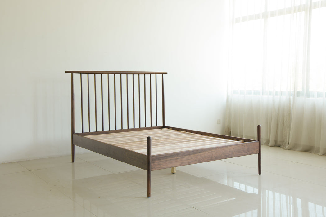 Isabella Midcentury King Bed - Solid Black Walnut