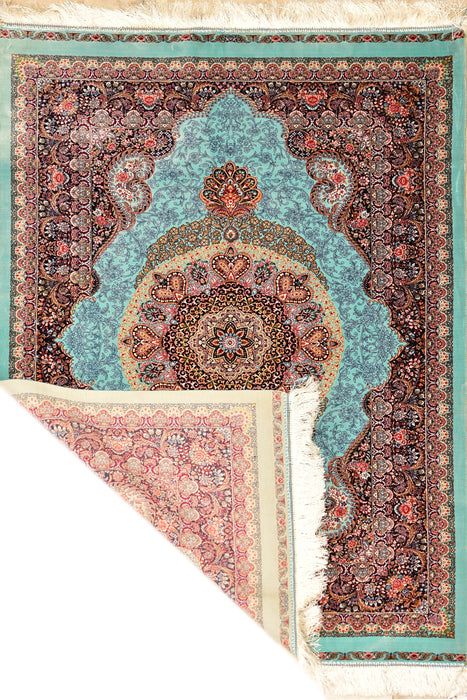 Royal Kashmir 100% Silk Oriental Rug 3' 3" x 4' 10"