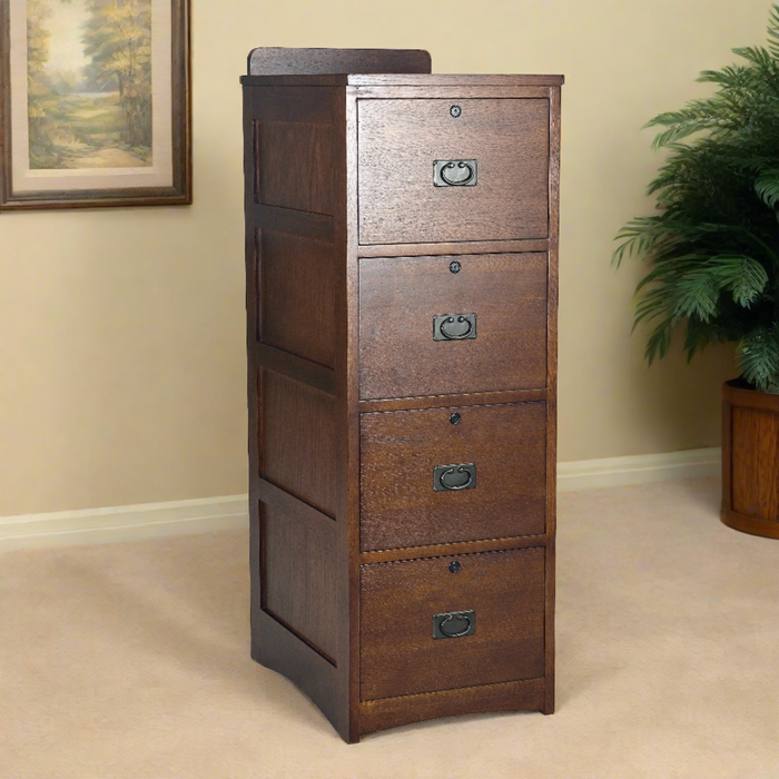 Mission Solid Oak 4 Drawer File Cabinet - Options Available