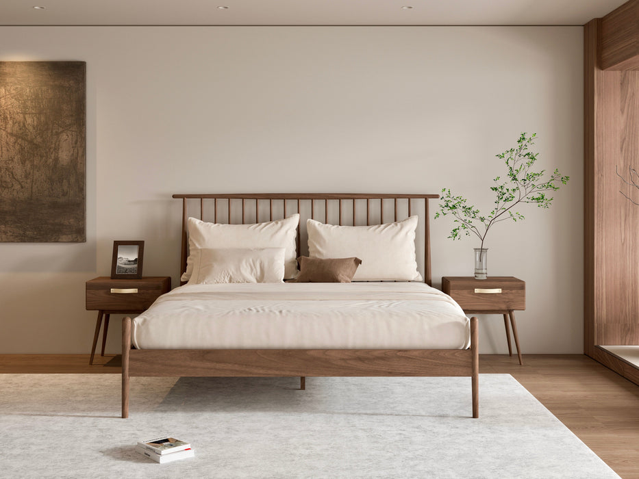 Isabella Midcentury King Bed - Solid Black Walnut