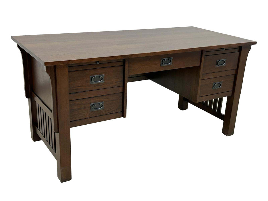 Mission Quarter Sawn Oak 5 Drawer Desk - Walnut