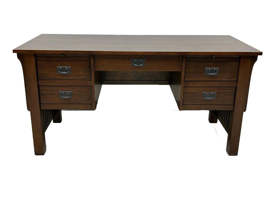 Mission Quarter Sawn Oak 5 Drawer Desk - Walnut