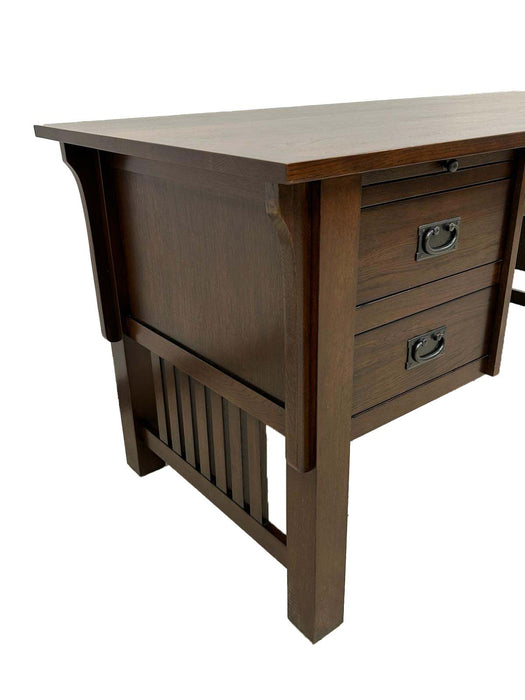 Mission Quarter Sawn Oak 5 Drawer Desk - Walnut