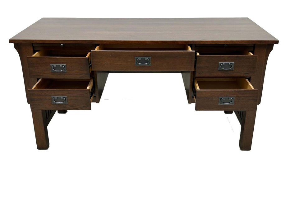 Mission Quarter Sawn Oak 5 Drawer Desk - Walnut