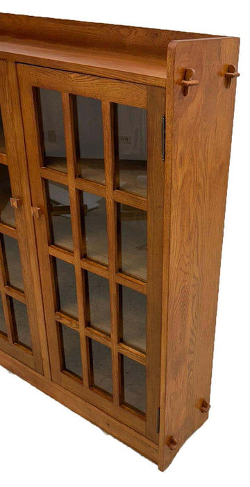 Mission Oak 3 Door Display Bookcase