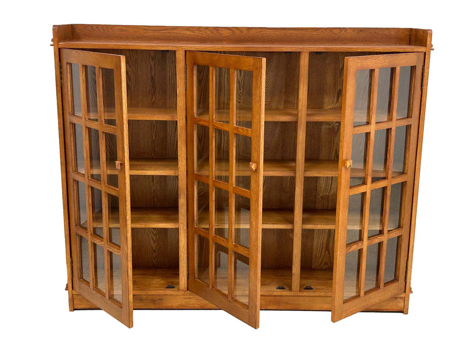 Mission Oak 3 Door Display Bookcase