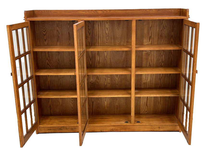 Mission Oak 3 Door Display Bookcase