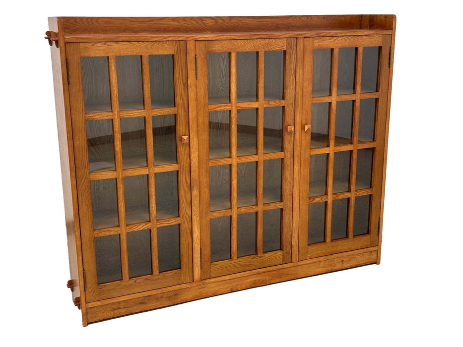 Mission Oak 3 Door Display Bookcase