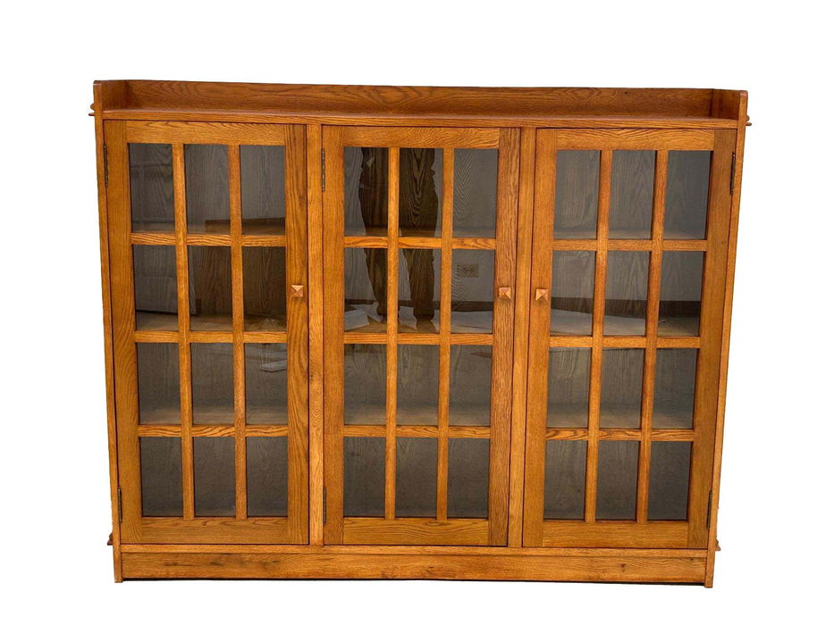 Mission Oak 3 Door Display Bookcase