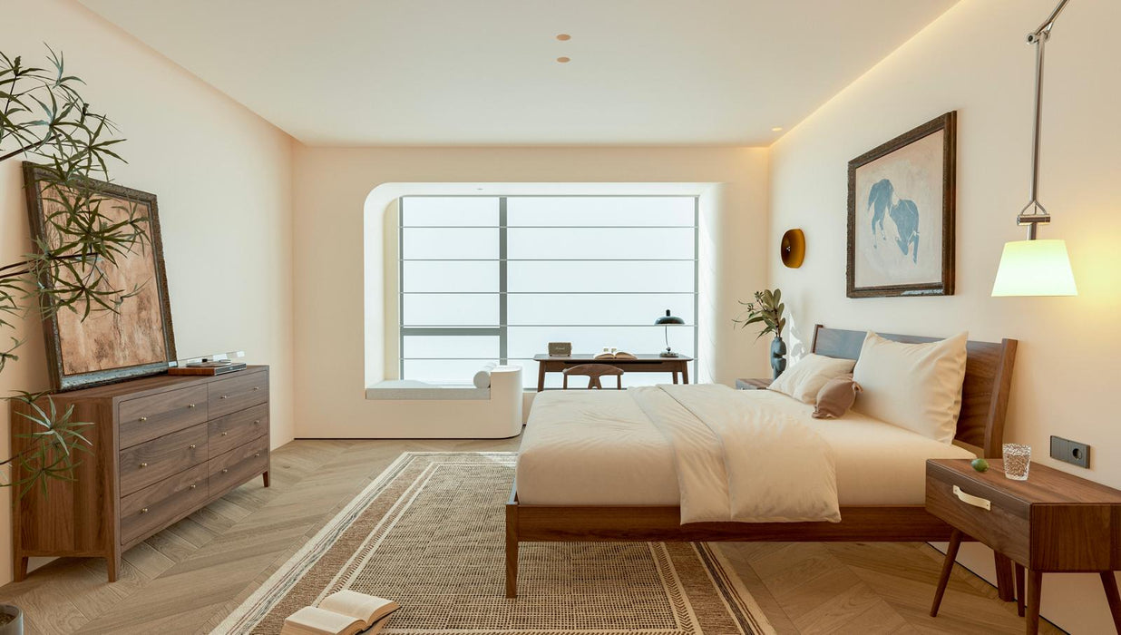 Isabella Mid Century Bedroom Set - Solid Black American Walnut