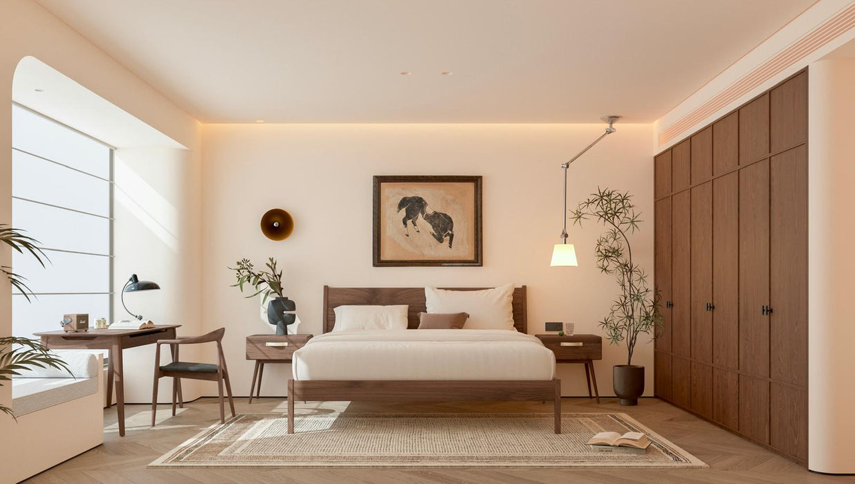 Isabella Mid Century Bedroom Set - Solid Black American Walnut