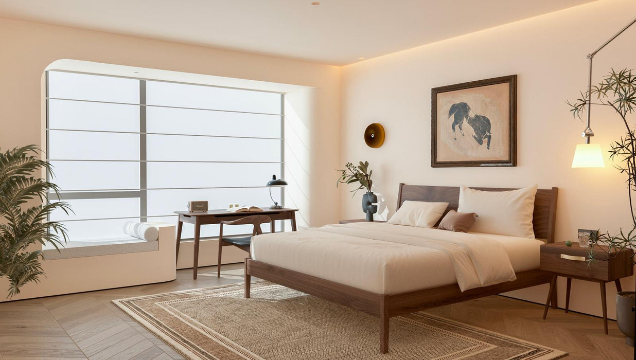 Isabella Mid Century Bedroom Set - Solid Black American Walnut