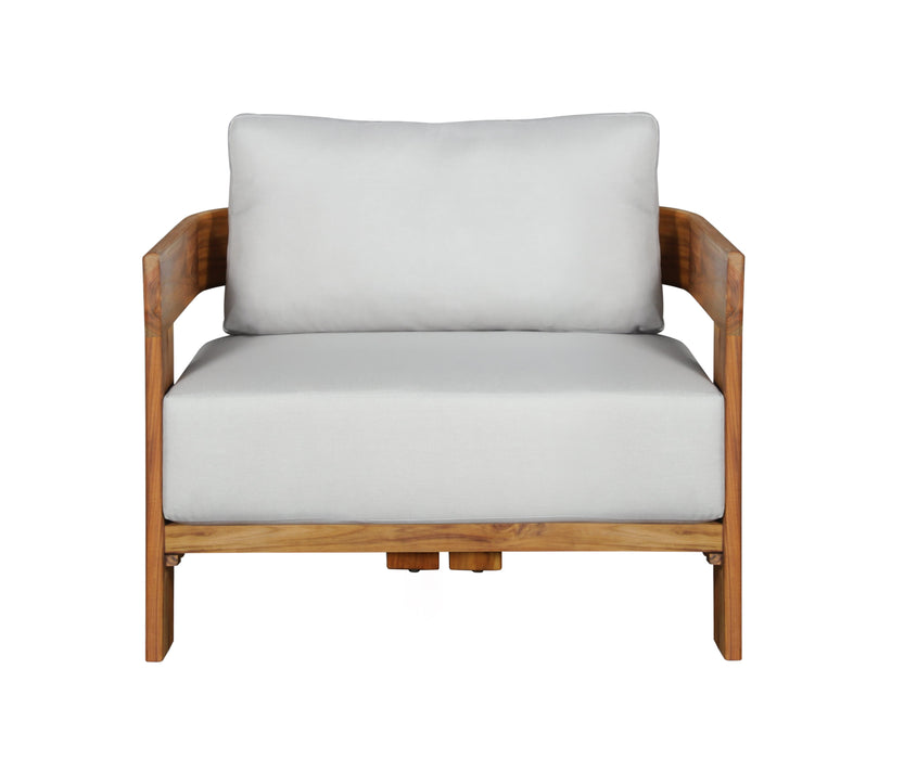 Paradiso Outdoor Solid Teak Wood Chair - Light Grey fabric