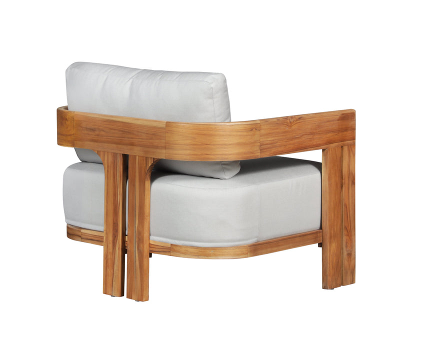 Paradiso Outdoor Solid Teak Wood Chair - Light Grey fabric