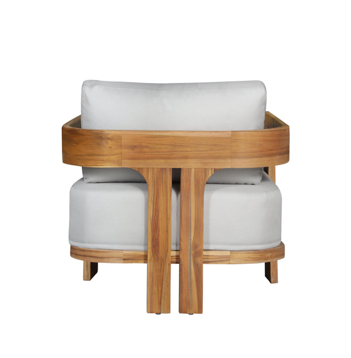 Paradiso Outdoor Solid Teak Wood Chair - Light Grey fabric