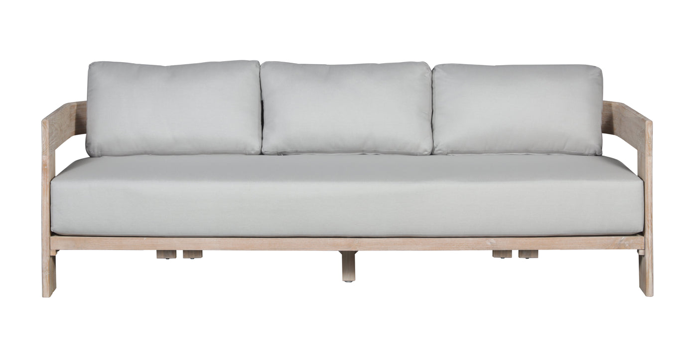 Paradiso Teak Wood Sofa Natural Look - Light Grey Fabric