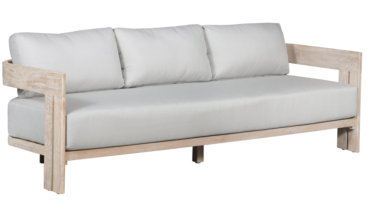 Paradiso Teak Wood Sofa Natural Look - Light Grey Fabric