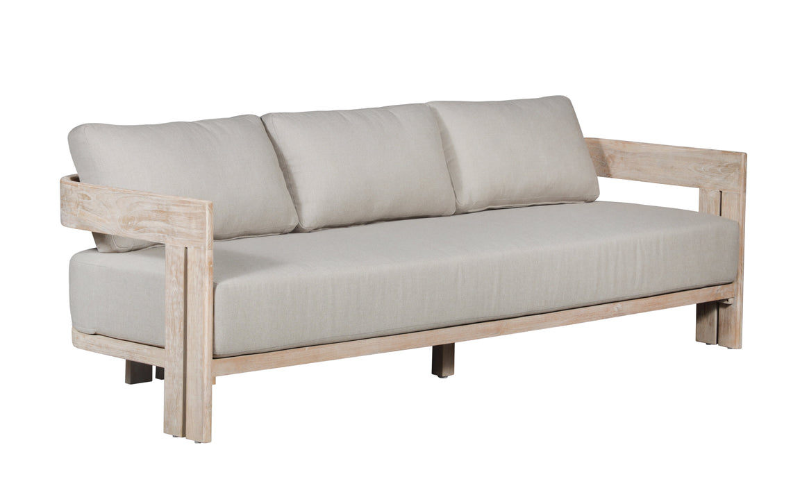 Paradiso Teak Wood Sofa Natural Look - Gray Fabric