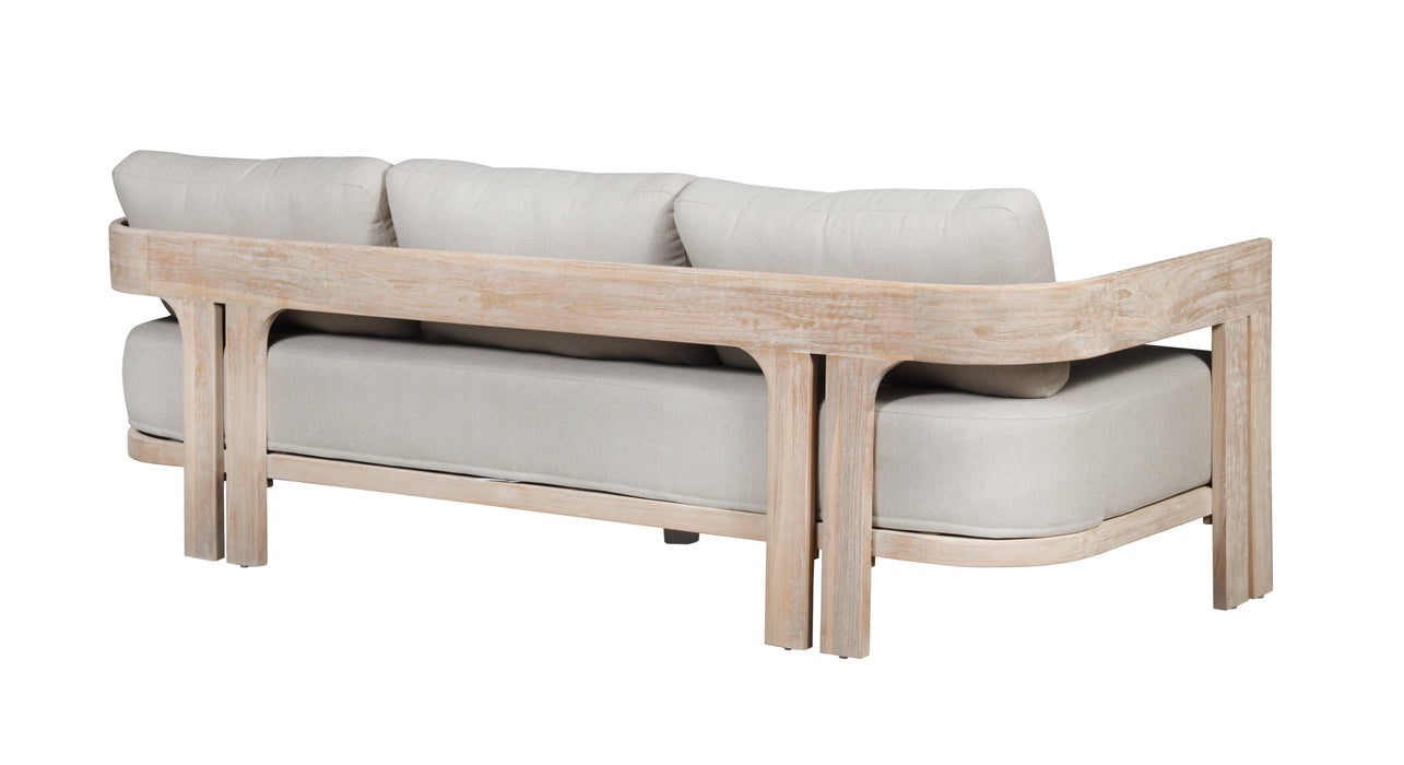 Paradiso Teak Wood Sofa Natural Look - Gray Fabric