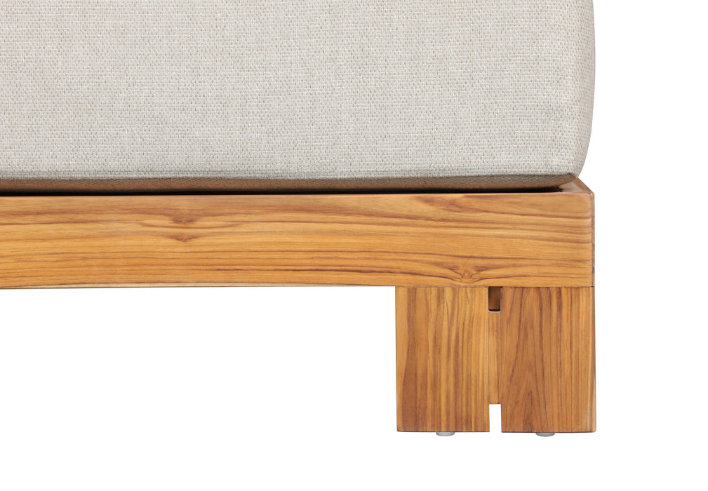 Paradiso Outdoor Solid Teak Wood Ottoman - Gray fabric