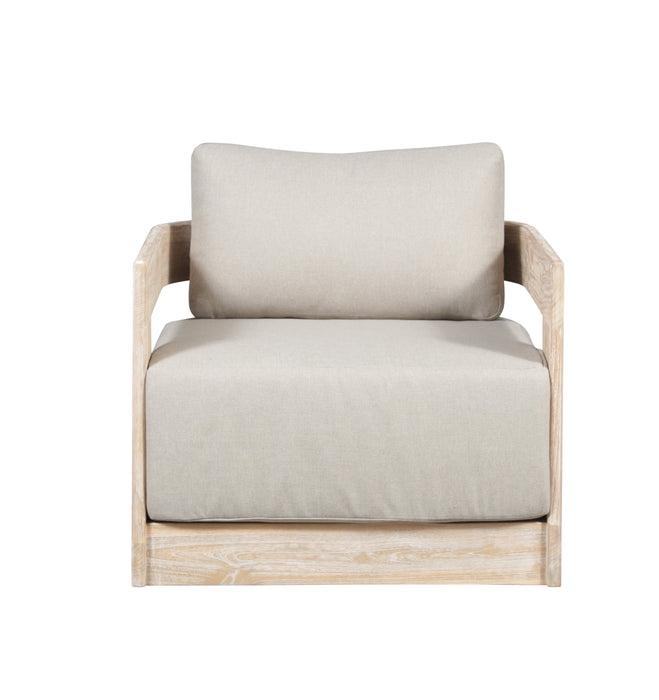 Paradiso Outdoor Teak Natural Look Swivel Chair - Gray Fabric