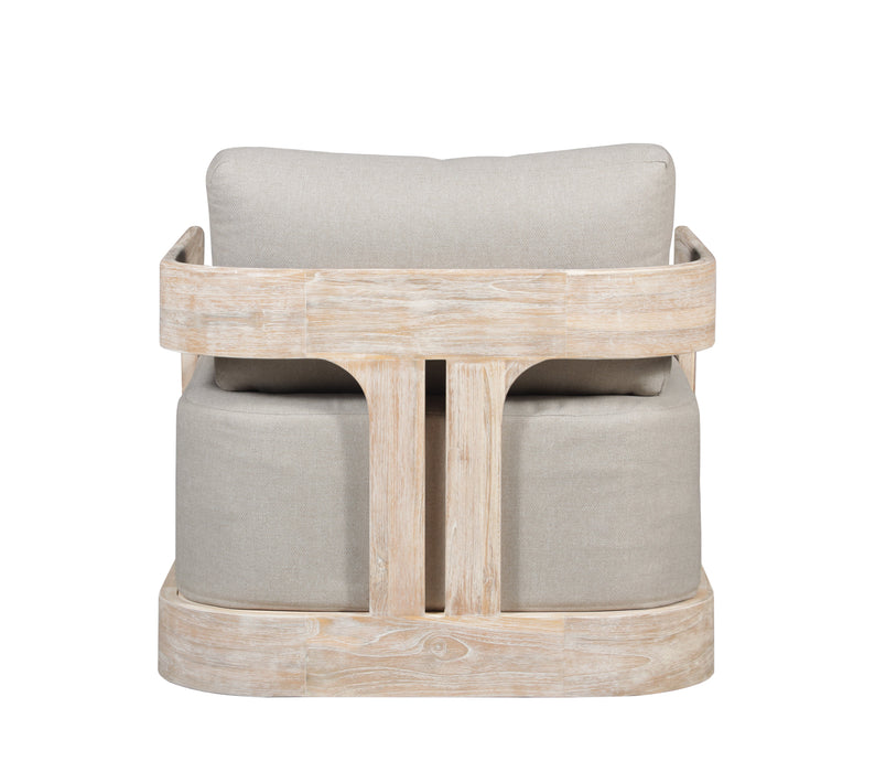 Paradiso Outdoor Teak Natural Look Swivel Chair - Gray Fabric