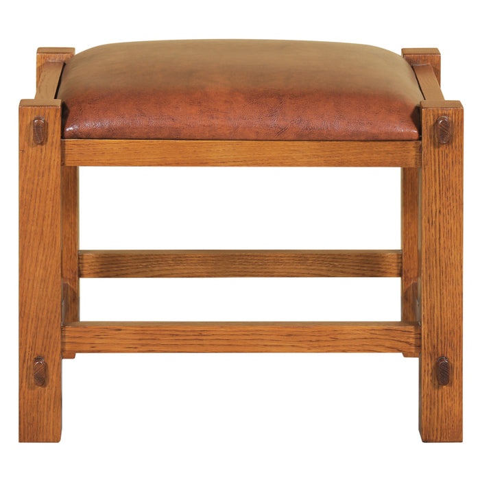 Mission Spindle Stool - Quarter Sawn Oak & Leather (2 Colors Available) - Crafters and Weavers