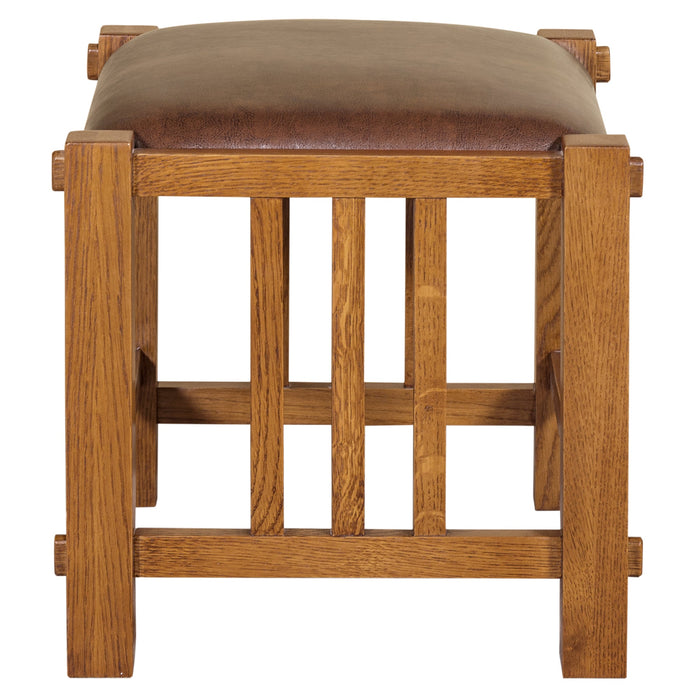 Mission Spindle Stool - Quarter Sawn Oak & Leather (2 Colors Available) - Crafters and Weavers