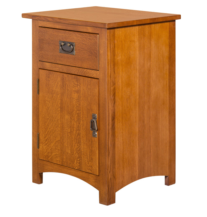 Mission Quarter Sawn Oak 1 Door, 1 Drawer Nightstand - Michael's Cherry (MC-A) - Crafters and Weavers