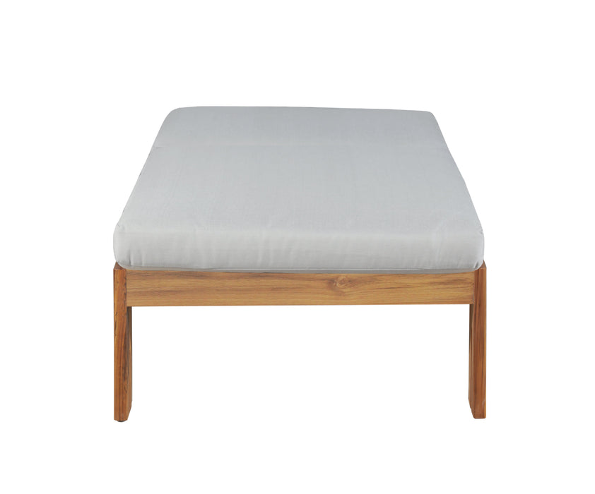 Paradiso Outdoor Teak Chaise - Gray Fabric