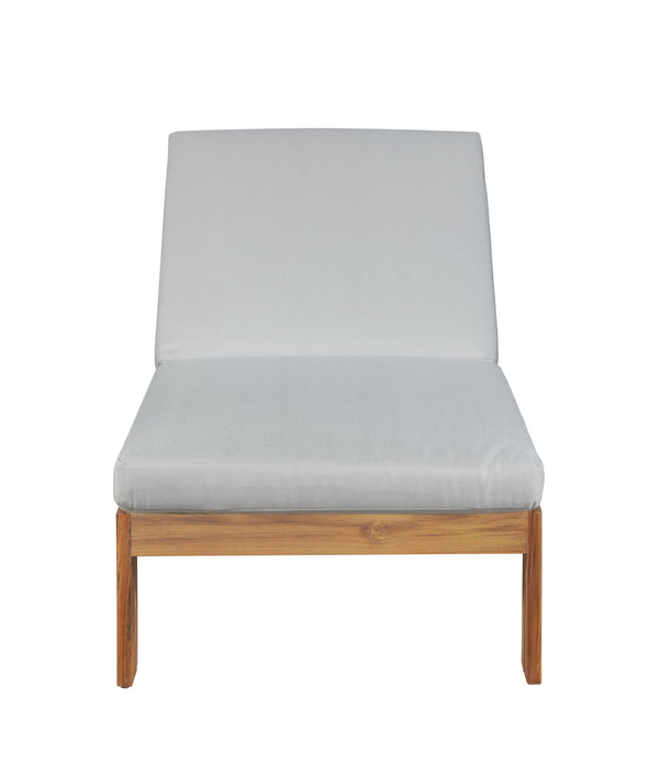 Paradiso Outdoor Teak Chaise - Gray Fabric