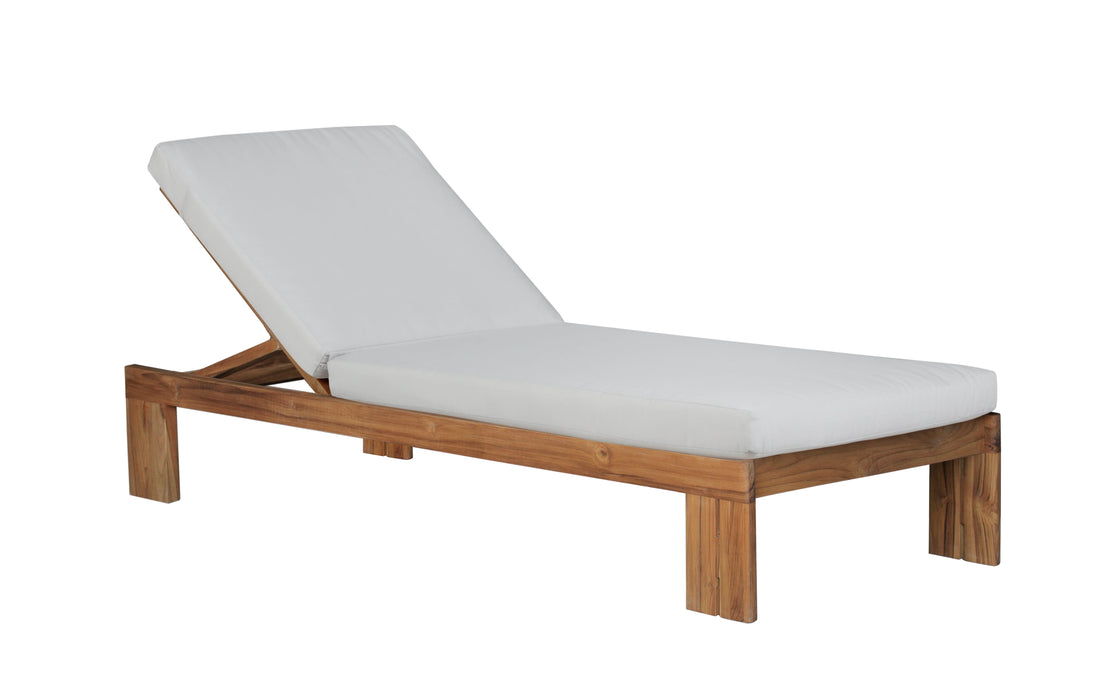 Paradiso Outdoor Teak Chaise - Gray Fabric