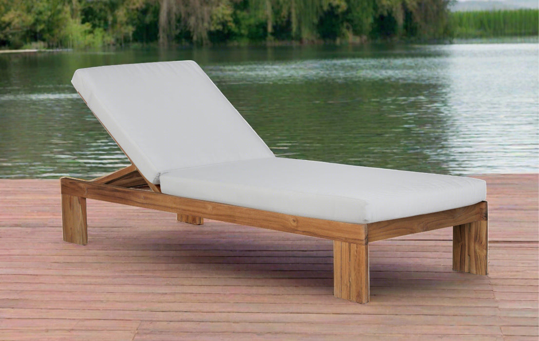 Paradiso Outdoor Teak Chaise - Gray Fabric