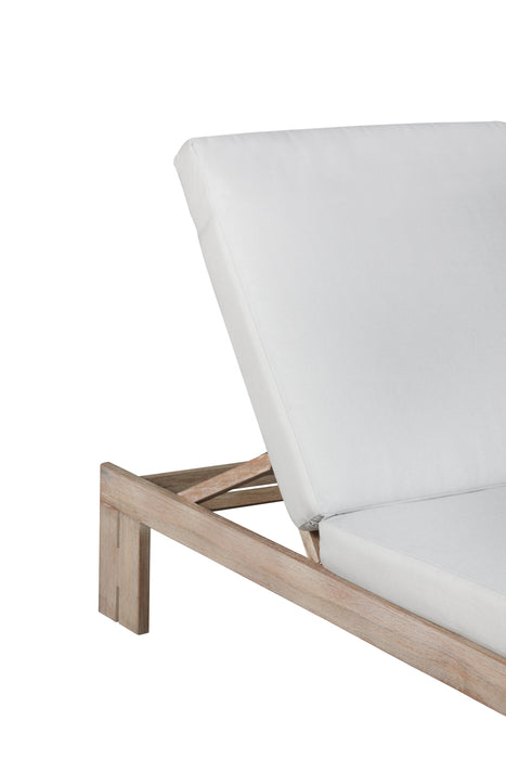 Paradiso Outdoor Teak Natural Look Chaise - Light Gray Fabric