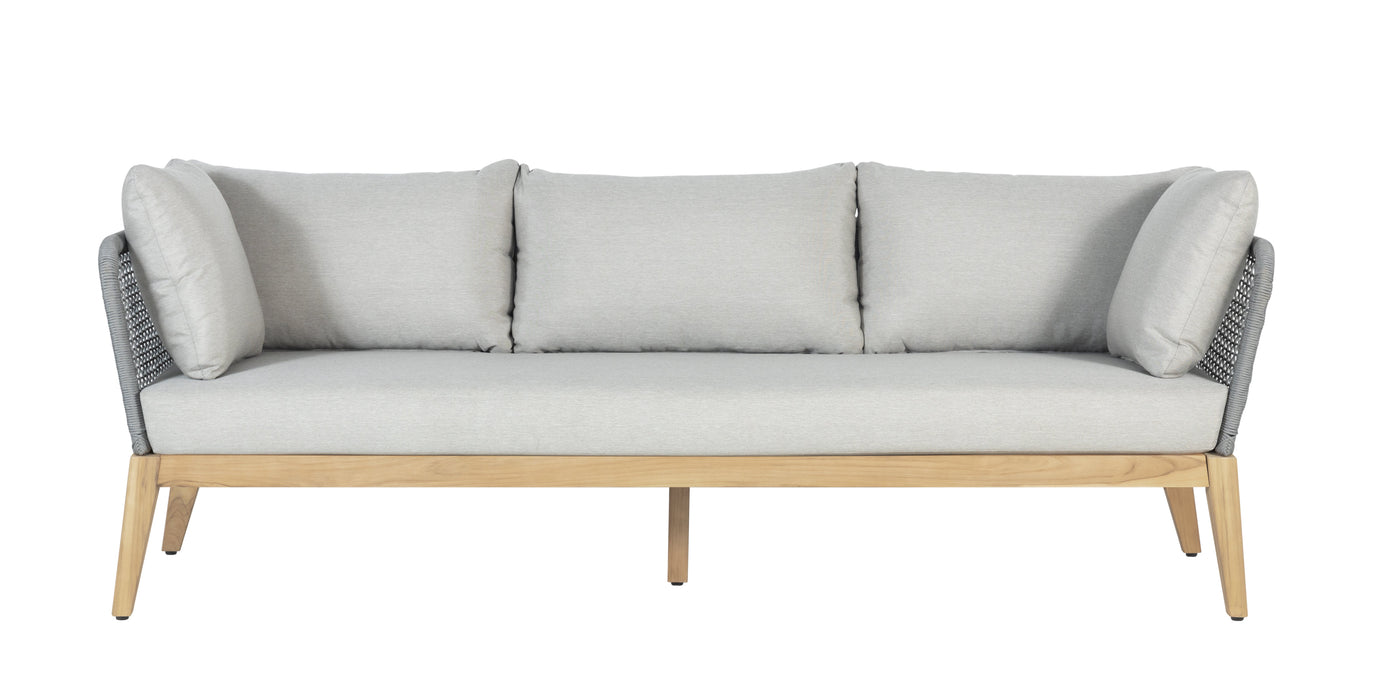 Cypress Teak Wood Sofa with Gray Color Rope Design