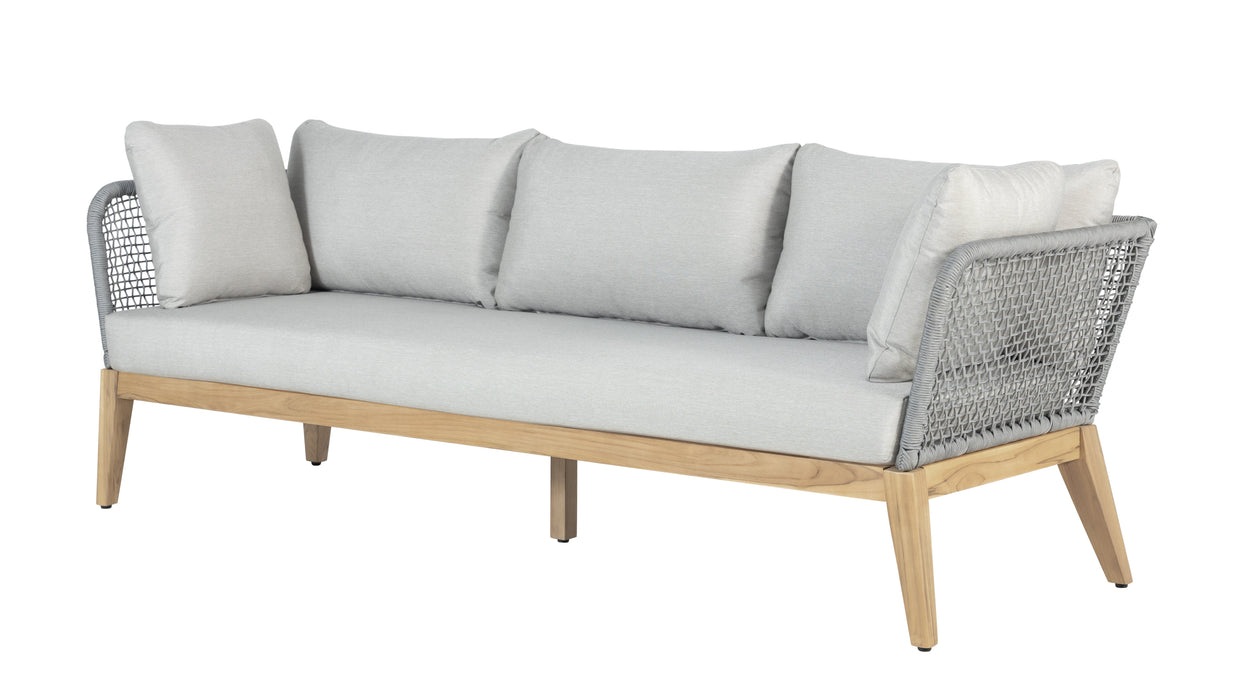 Cypress Teak Wood Sofa with Gray Color Rope Design