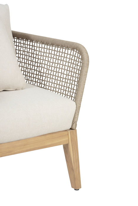 Cypress Teak Wood Outdoor Arm Chair with Beige Rope Design