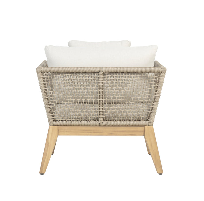 Cypress Teak Wood Outdoor Arm Chair with Beige Rope Design