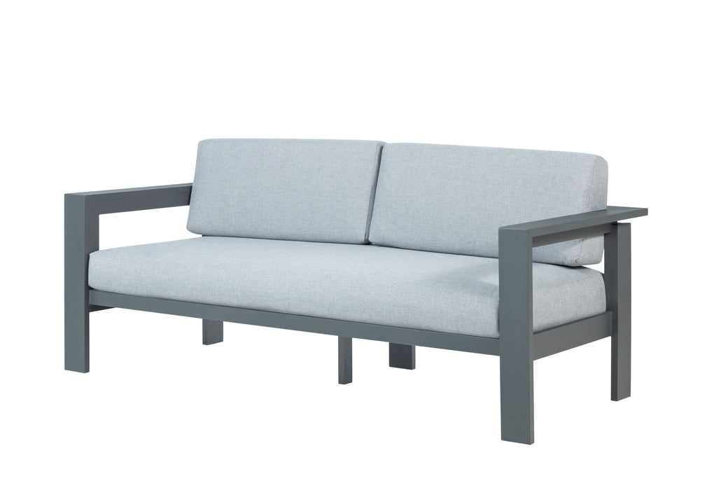 Sardinia Aluminum Frame Outdoor 74" Love seat / Sofa - Gray Cushions