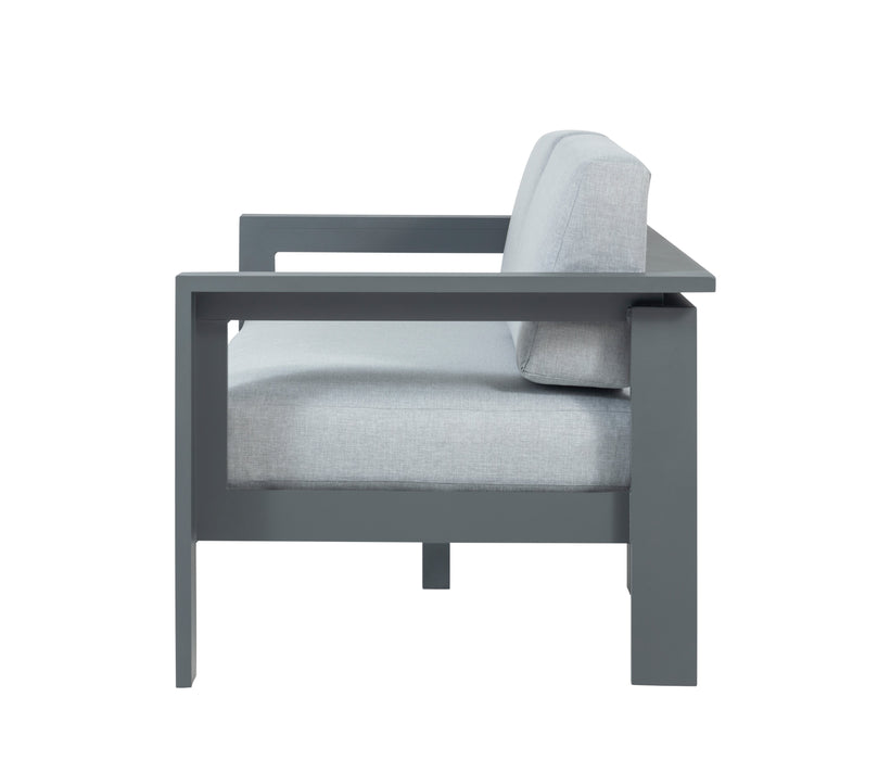 Sardinia Aluminum Frame Outdoor 74" Love seat / Sofa - Gray Cushions