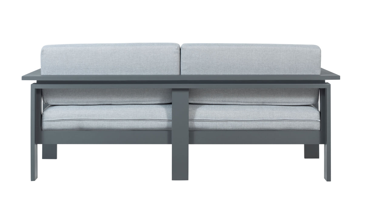 Sardinia Aluminum Frame Outdoor 74" Love seat / Sofa - Gray Cushions