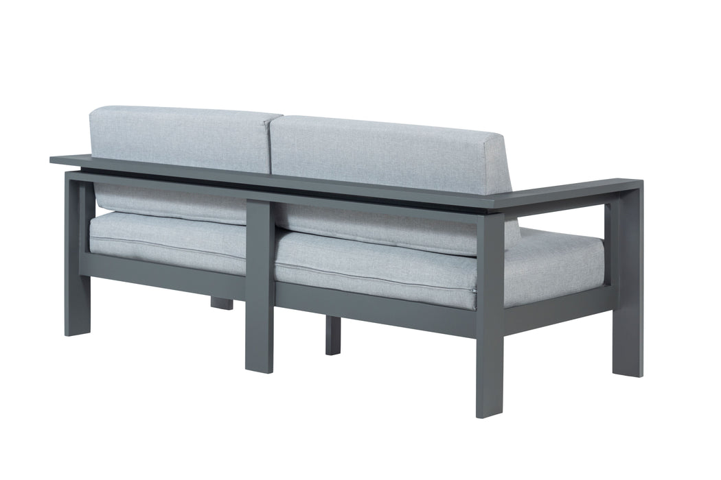 Sardinia Aluminum Frame Outdoor 74" Love seat / Sofa - Gray Cushions