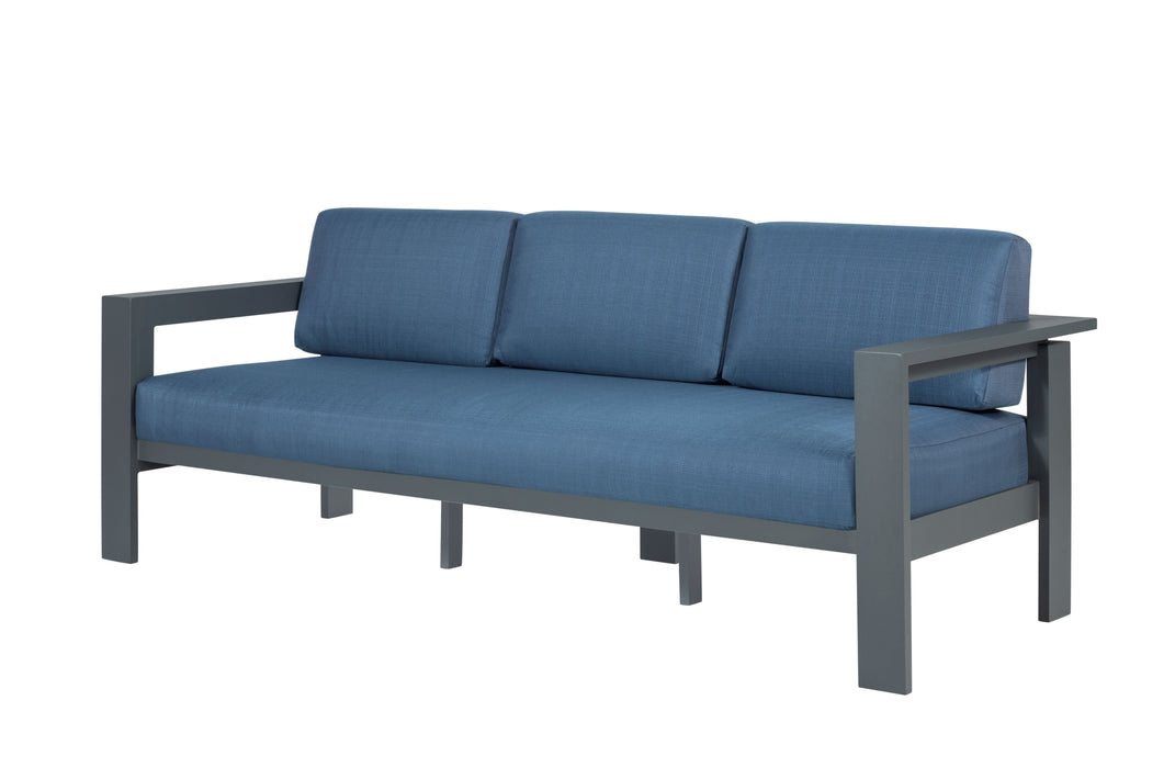 Sardinia Aluminum Frame Outdoor 84" Sofa - Blue Cushions