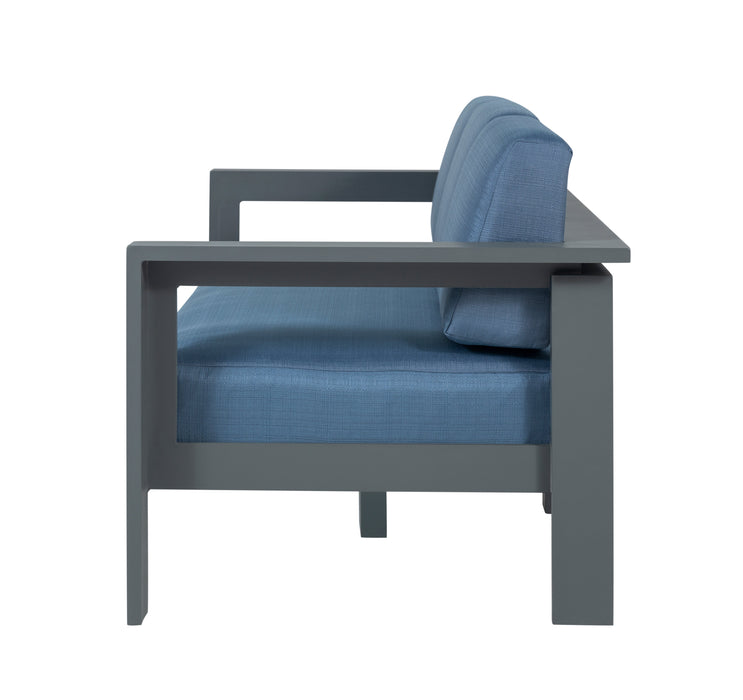 Sardinia Aluminum Frame Outdoor 84" Sofa - Blue Cushions