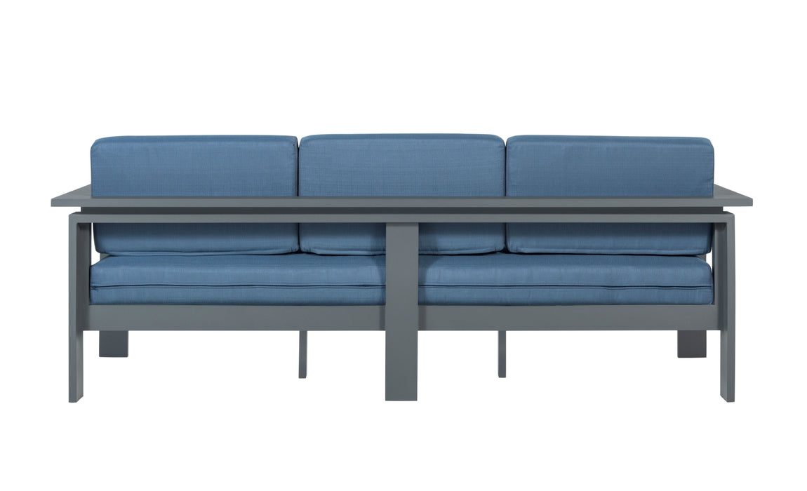 Sardinia Aluminum Frame Outdoor 84" Sofa - Blue Cushions