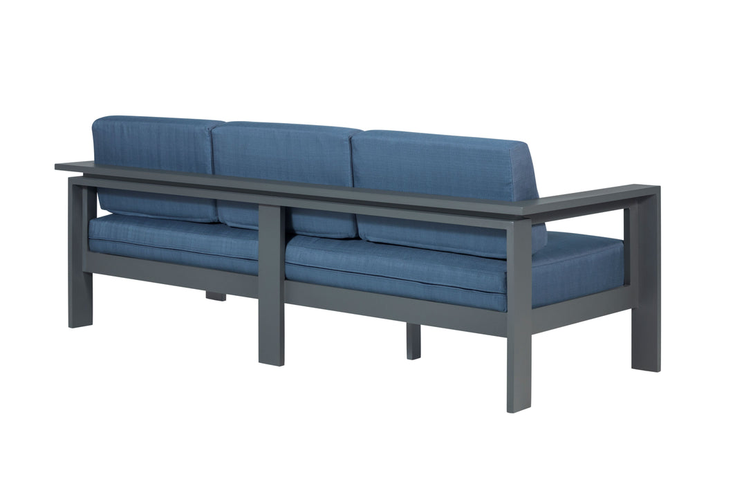 Sardinia Aluminum Frame Outdoor 84" Sofa - Blue Cushions