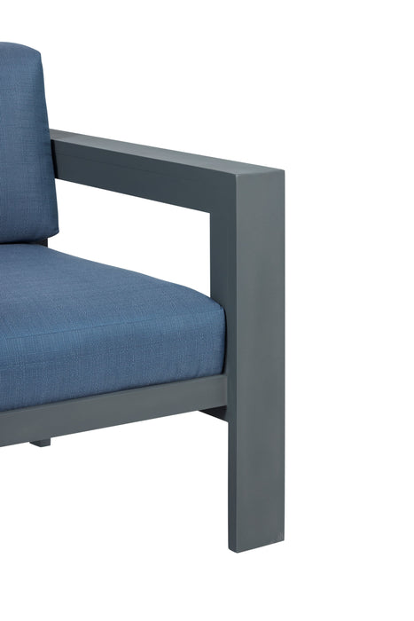 Sardinia Outdoor Arm Chair with Aluminum Metal Frame - Blue